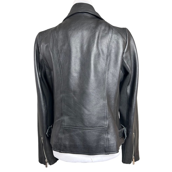 Michael Kors Leather Moto Jacket Black Zip Biker Goth - Picture 5 of 14
